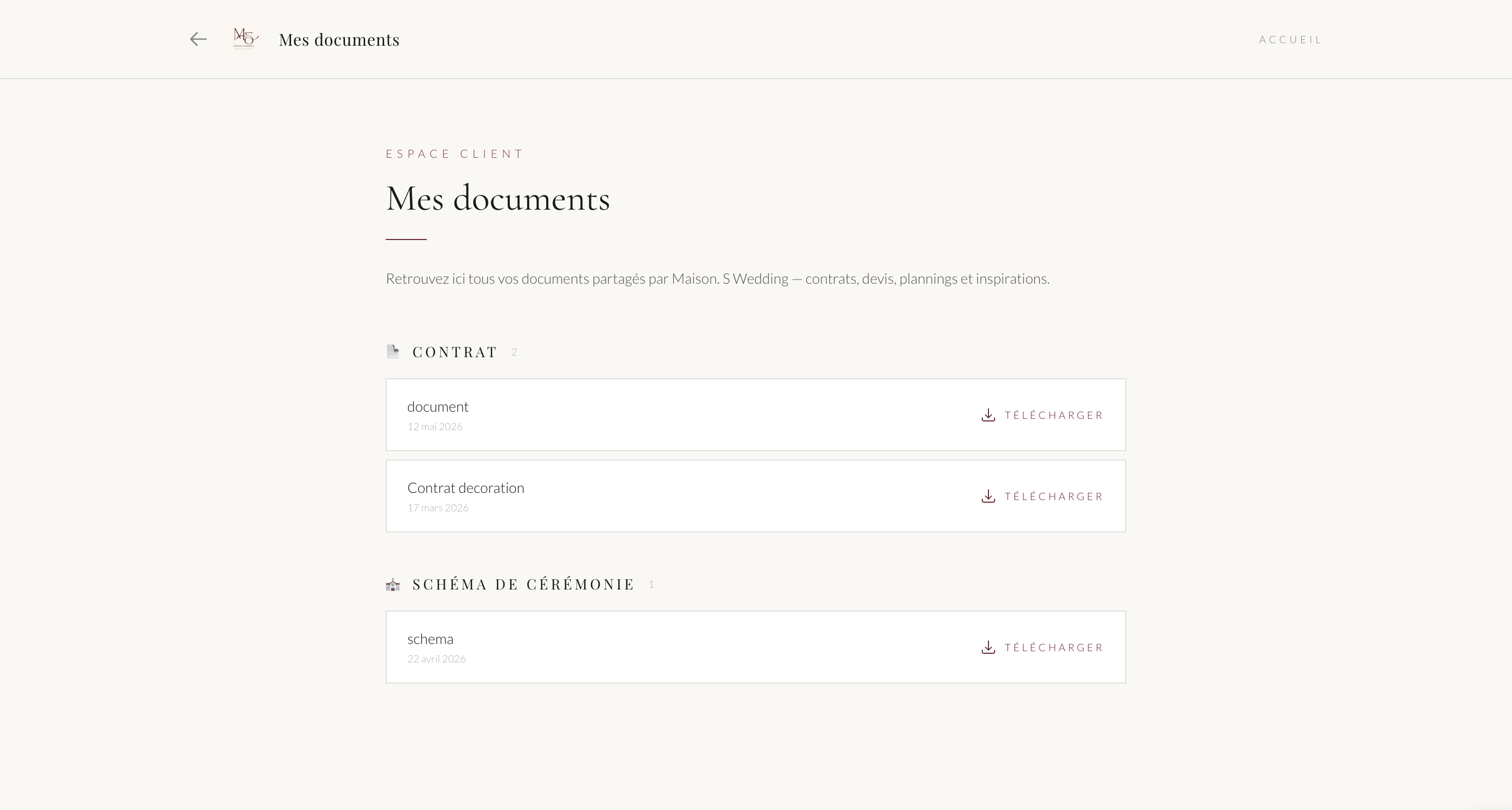 Screenshot of the section Your documents in one place
